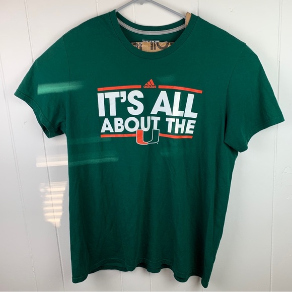 Adidas Miami Hurricanes Short Sleeve Shirt Mens Green 2XL - Picture 1 of 3